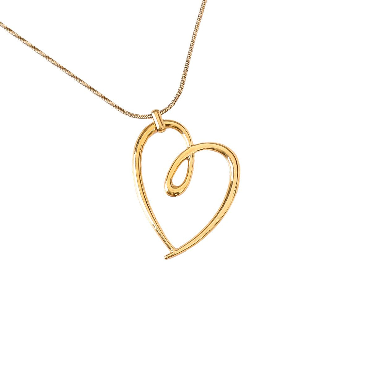 DOODLE HJERTE HALSKÆDE GULD