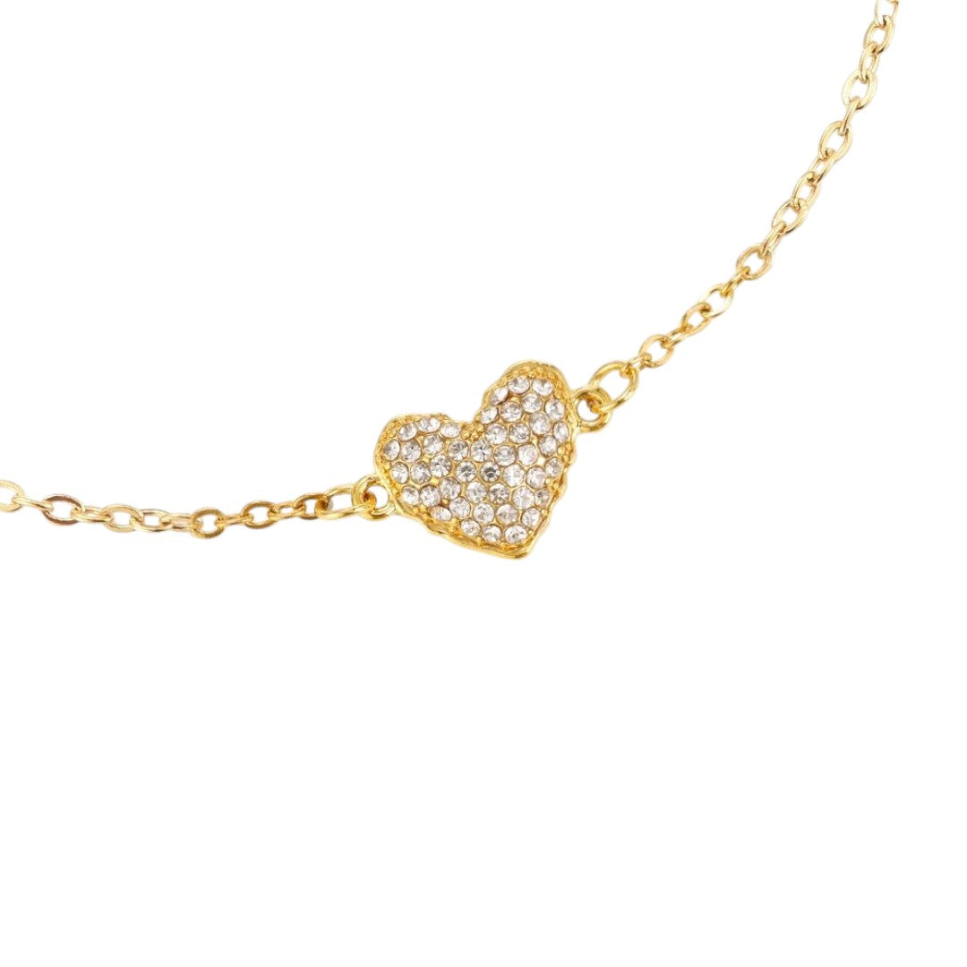 ARMBÅND MED HJERTE OG ZIRCONIA GULD