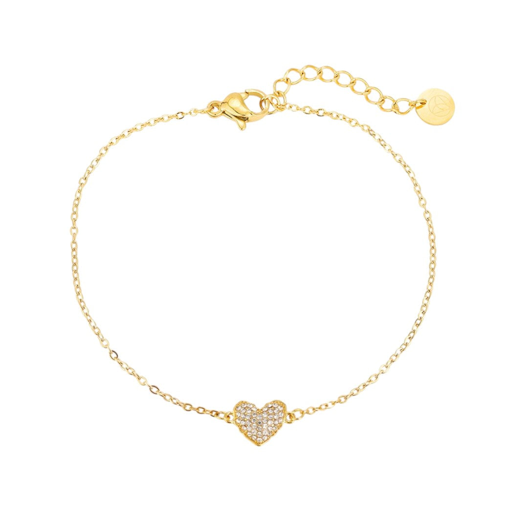 ARMBÅND MED HJERTE OG ZIRCONIA GULD