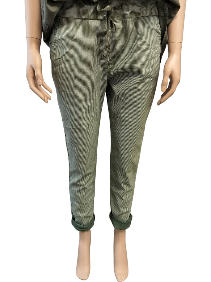 Paulina bukser stribet, army - onesize