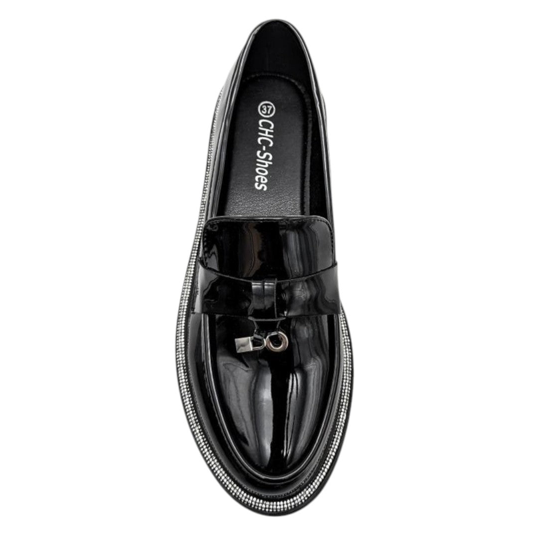 Loafers sort, lak