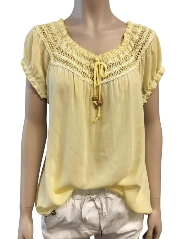 Kamille bluse, gul - Onesize