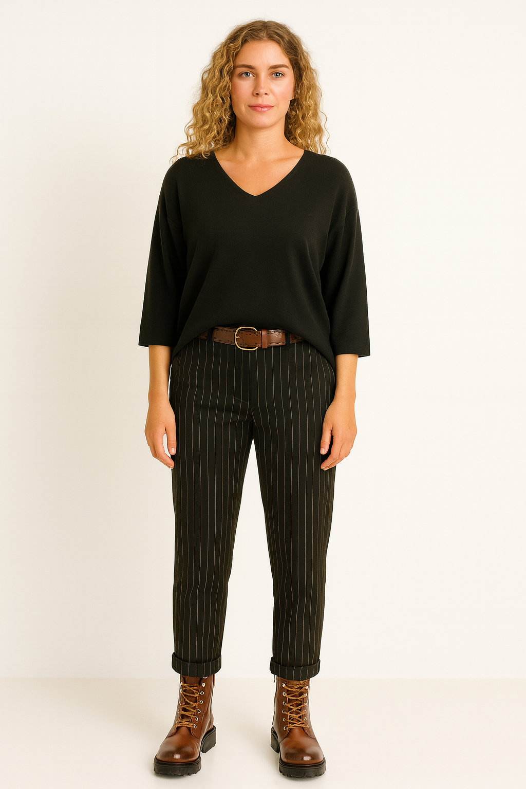 klassisk bluse med kort ærme, sort