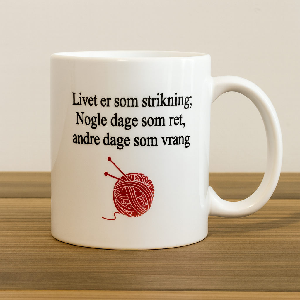 Krus: Livet er som strikning, rød