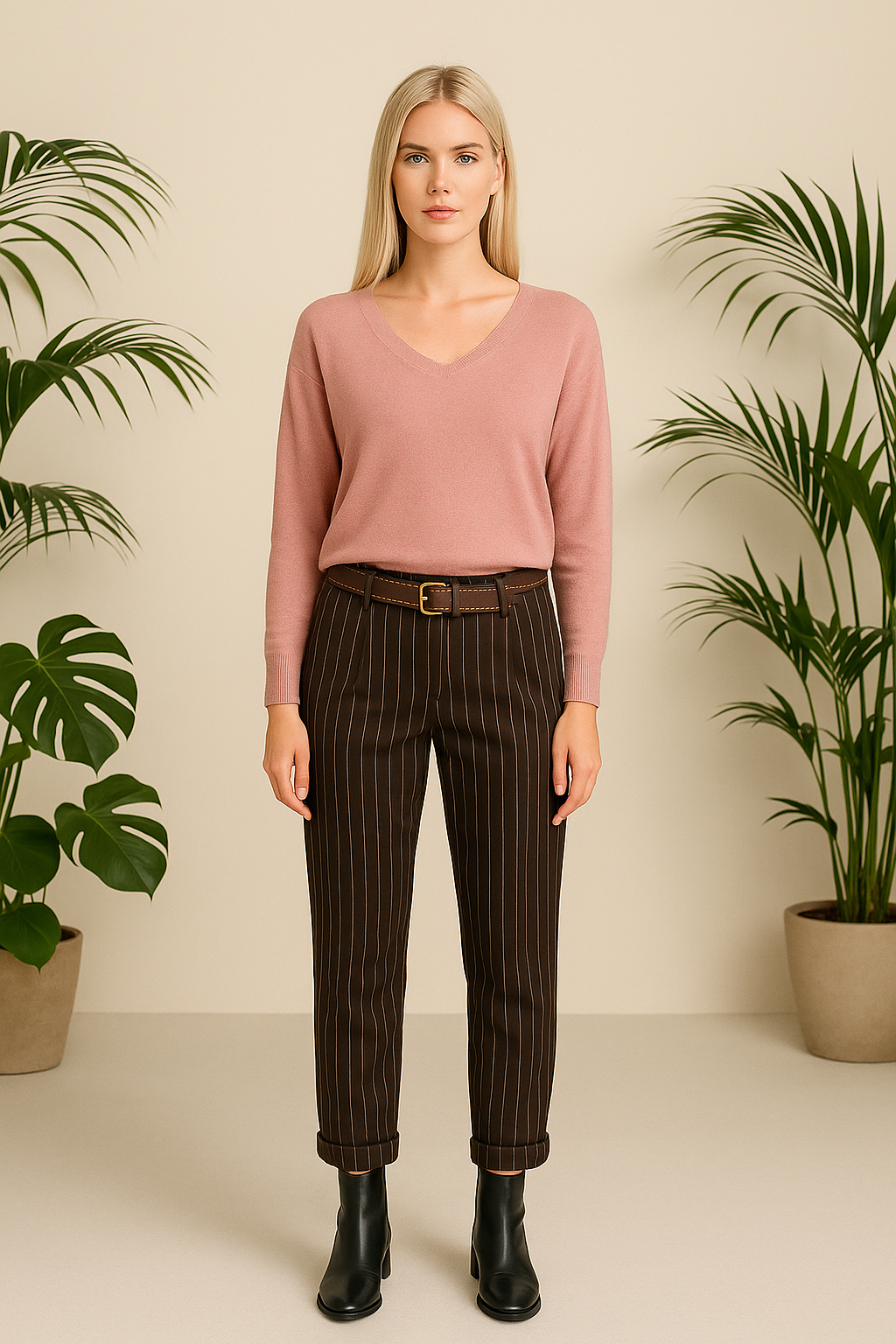 Bluse med langt ærme, rosa