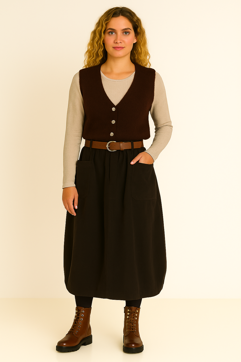 Bianca nederdel, brun