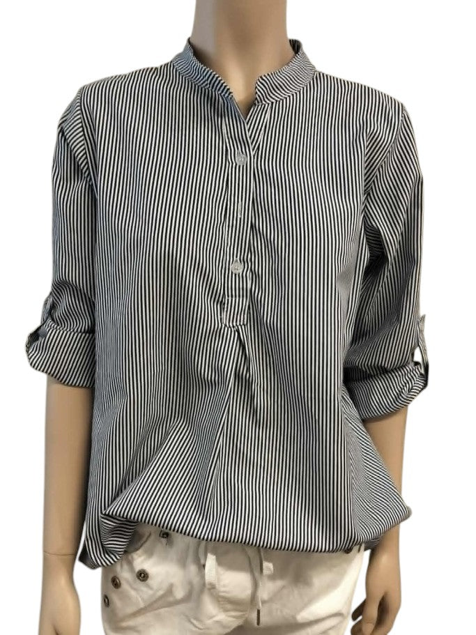 Belma stribet bluse, Sort - onesize