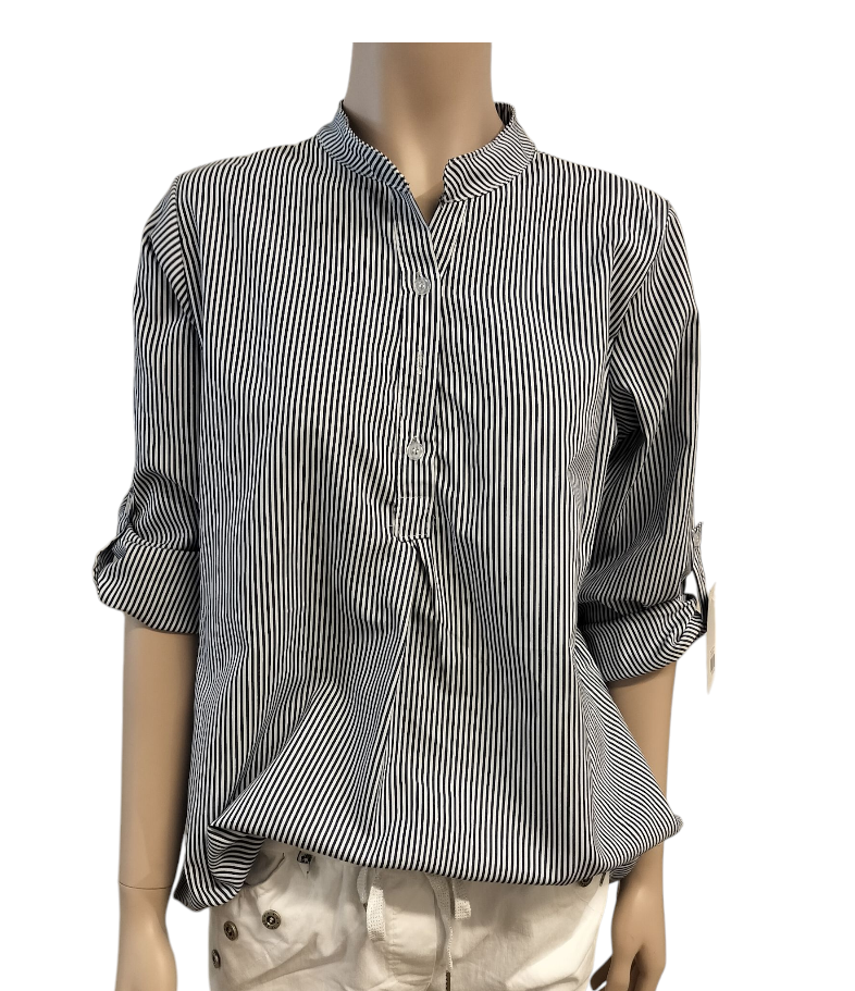 Belma stribet bluse, Marineblå - onesize