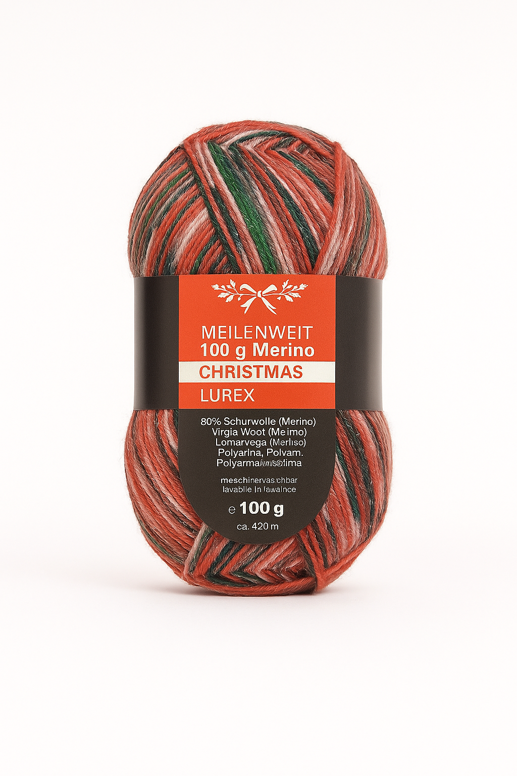 🎅 Lana Grossa Meilenweit Merino Christmas Lurex – Julestrømpegarn med glimmer, rød ✨