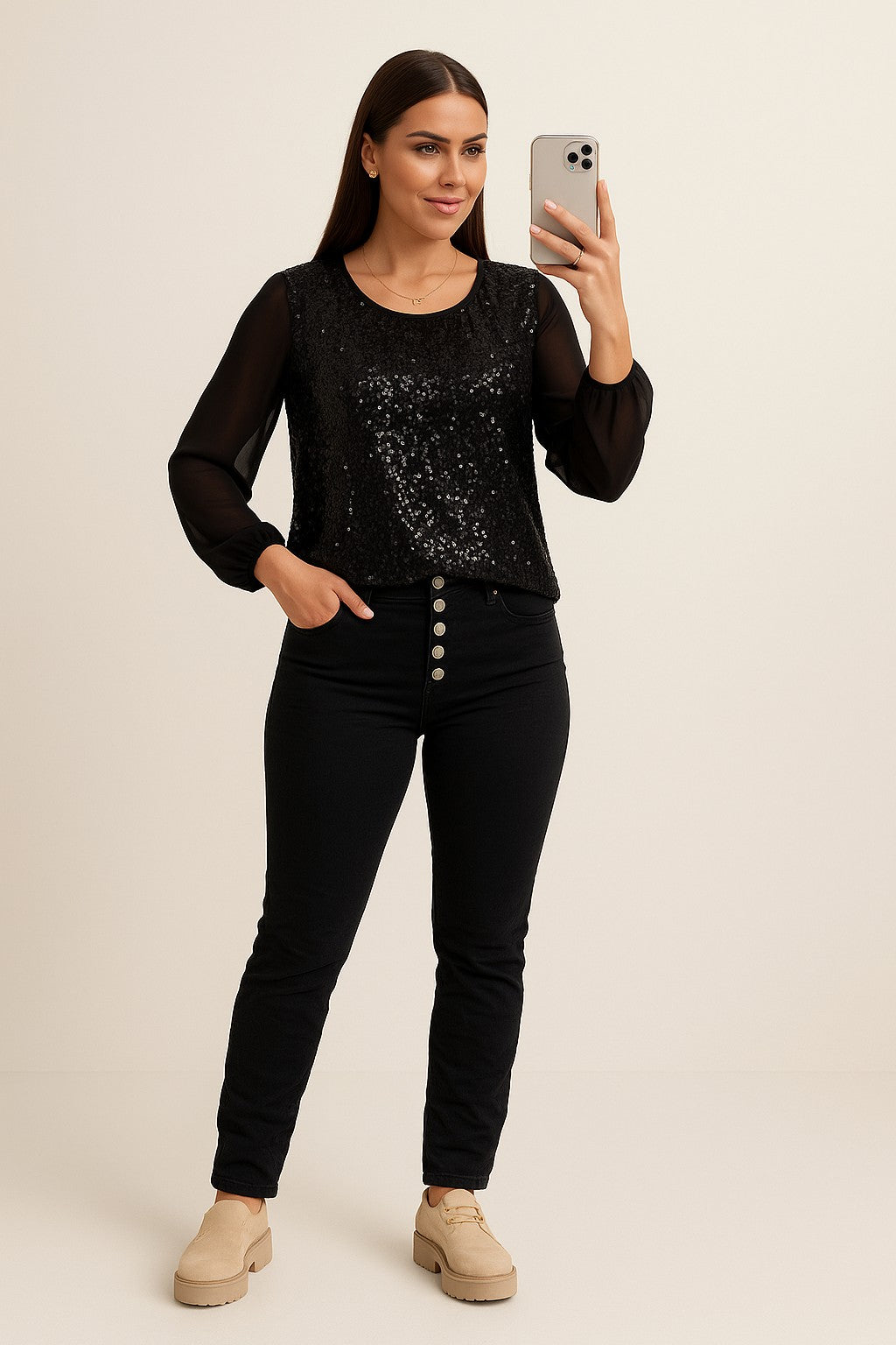 Karostar jeans, sort