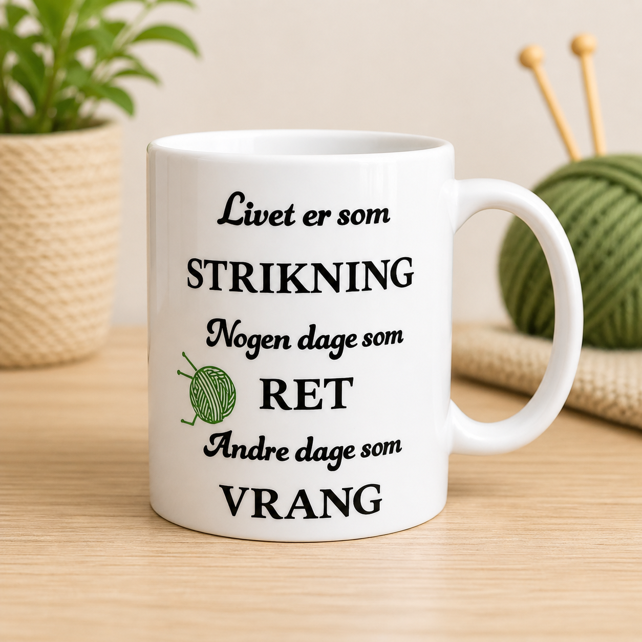 B-DESIGN|Krus – “Livet er som strikning|GRØN