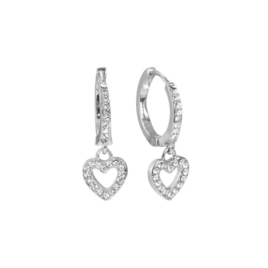 HOLLOW DIAMOND HJERTE ØRERINGE SØLV