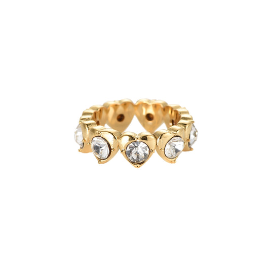 Hjerte ring rustfri stål, guld