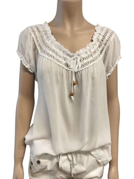 Kamille bluse, hvid, - Onesize