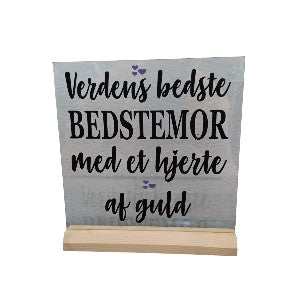 Verdens bedste Bedstemor - glasskilt
