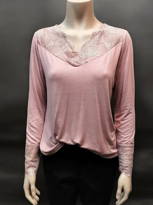 Mabel lace bluse, rosa