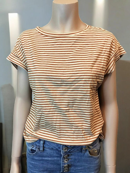 Lolly t-shirt strib, camel
