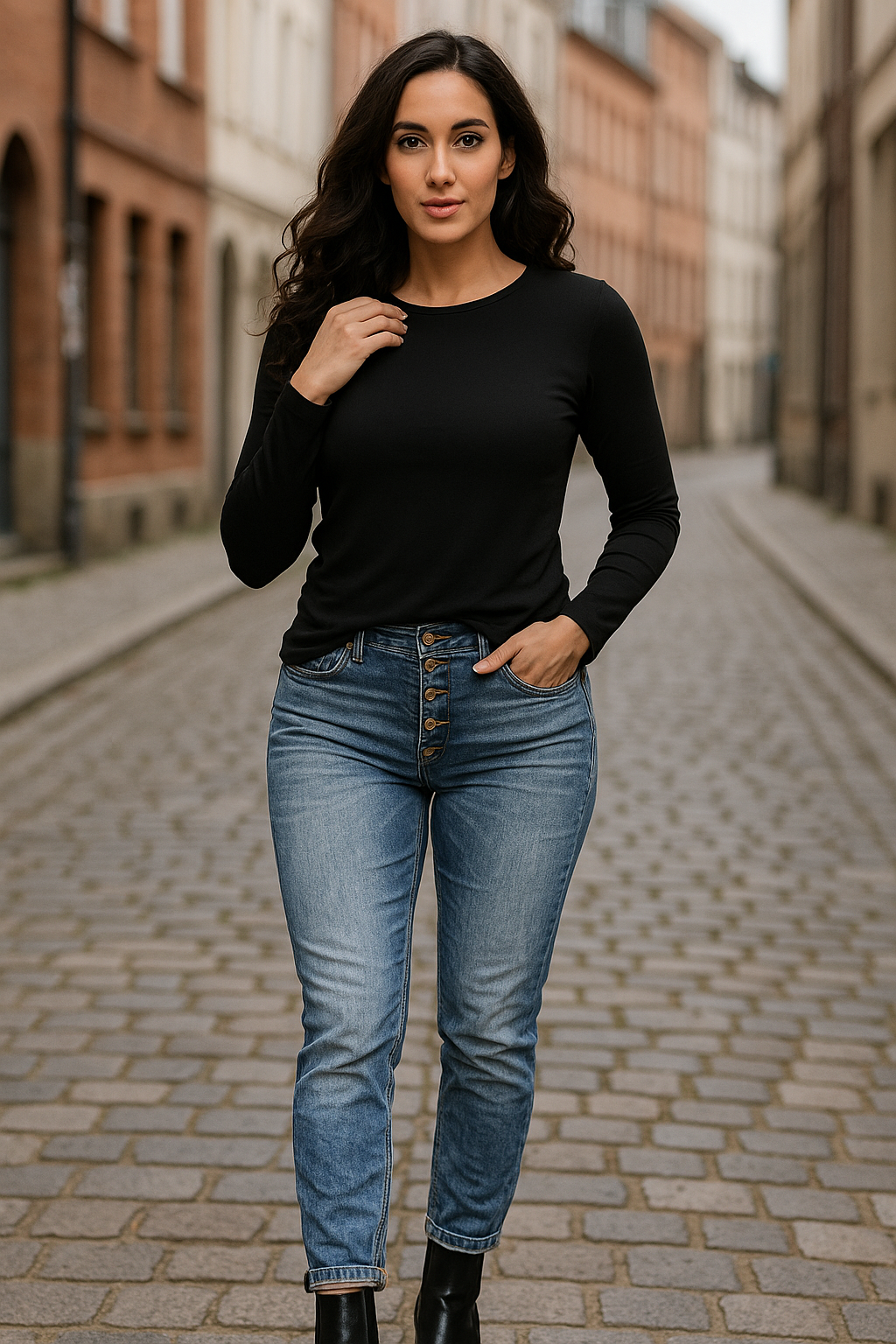 Basis bluse, sort