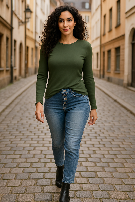 Basis bluse, armygrøn
