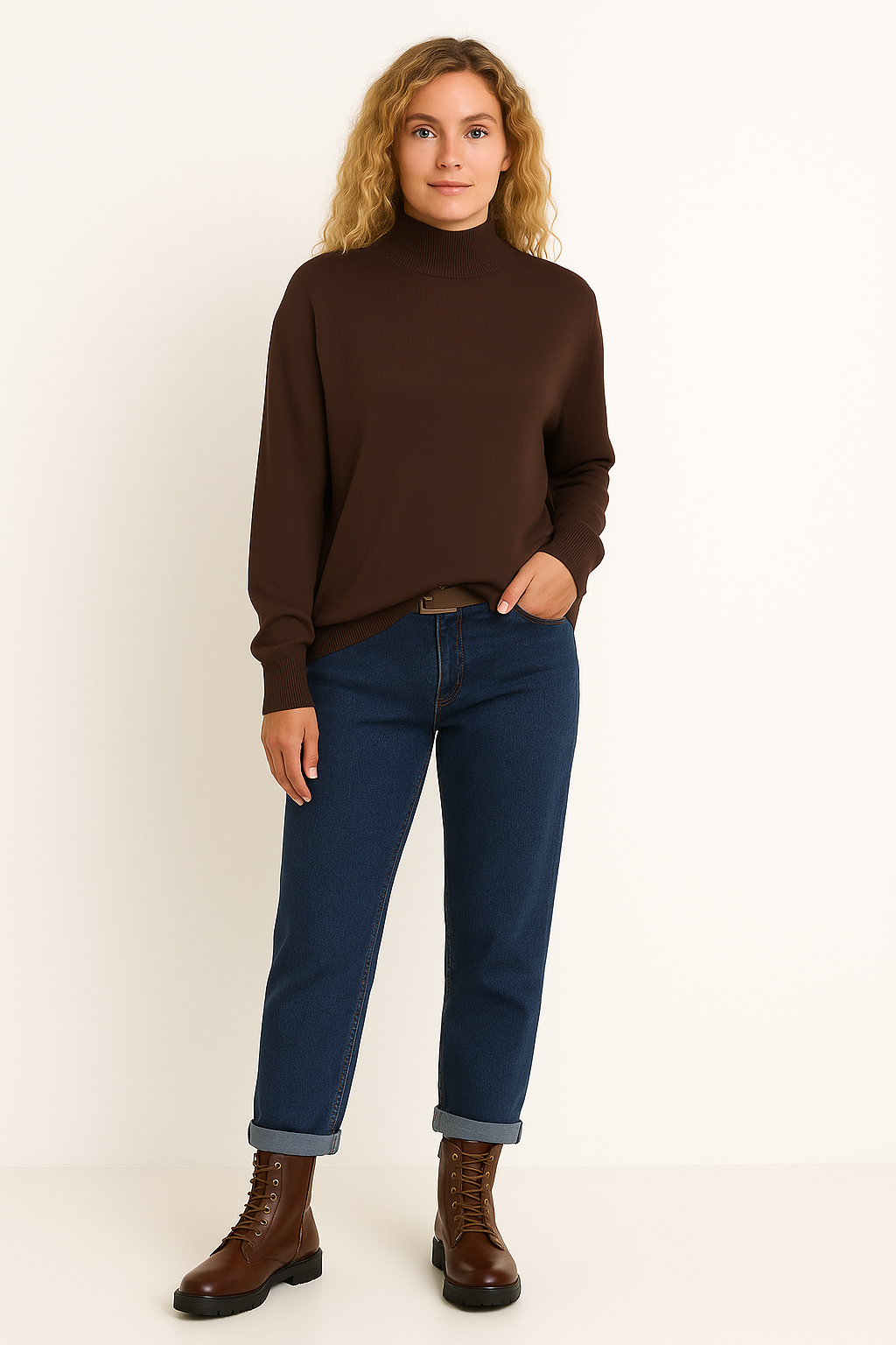 Turtleneck bluse, brun