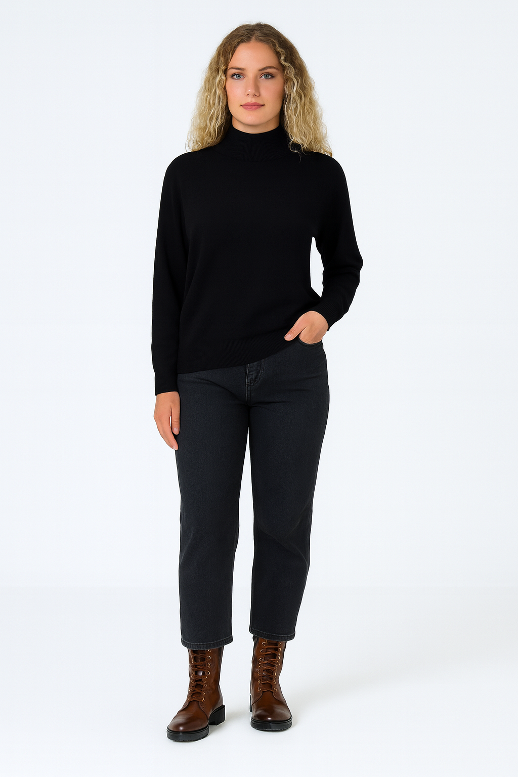 Turtleneck bluse, sort