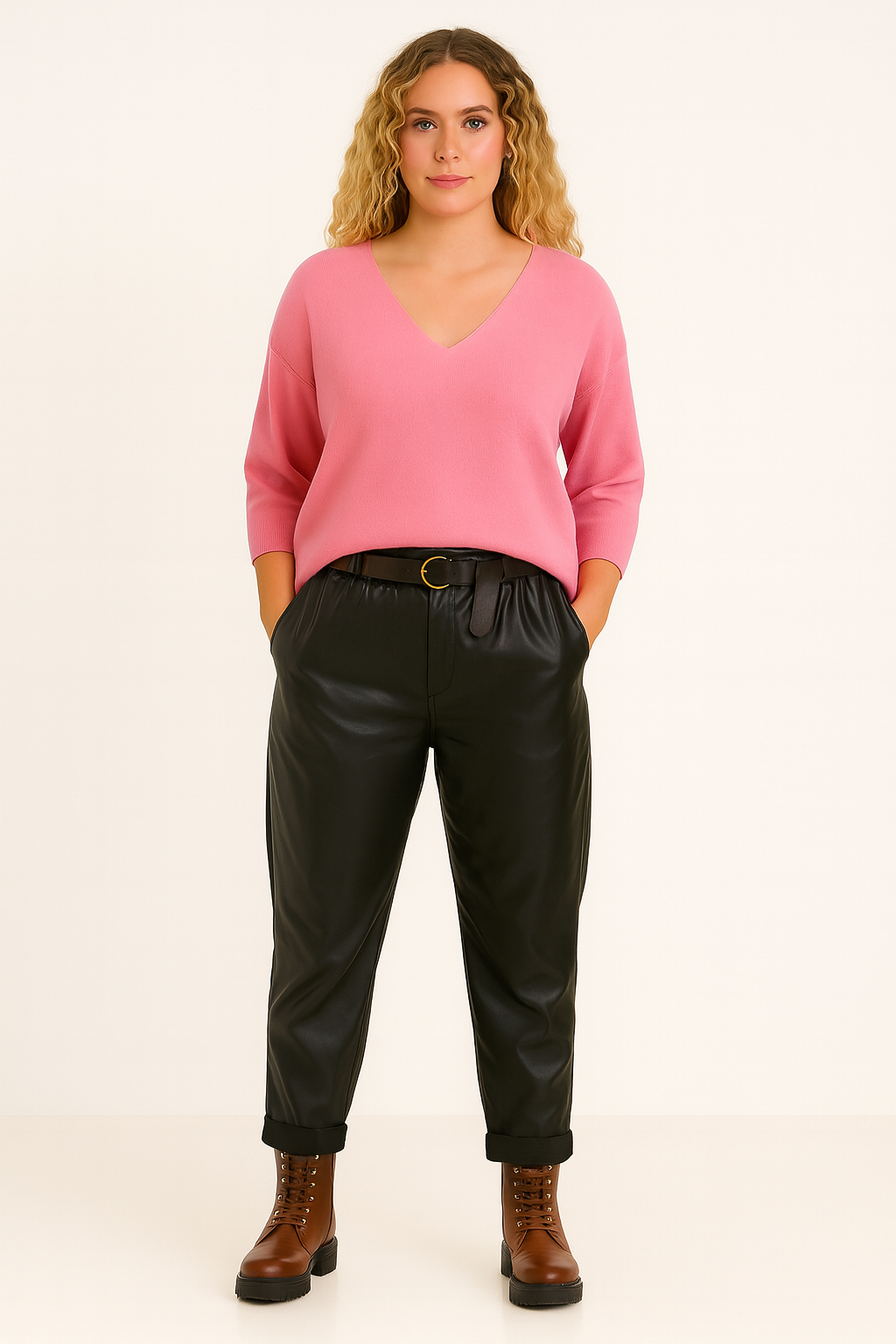 klassisk bluse med kort ærme, lyserød