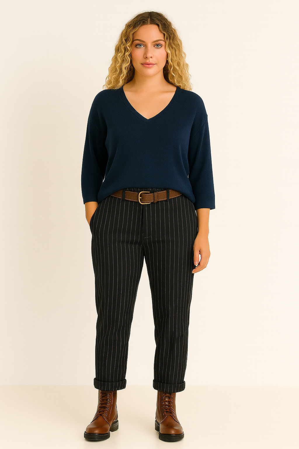 klassisk bluse med kort ærme, marine