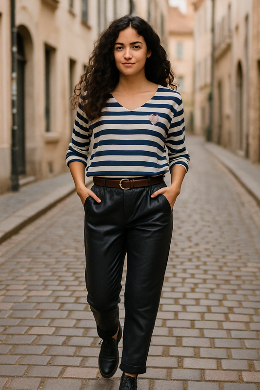 Bluse med striber, marine
