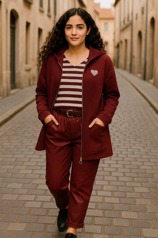 Hætte trøje, bordeaux