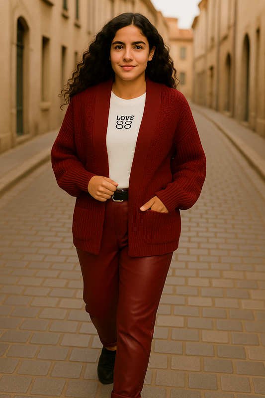 Strik cardigan, bordeaux