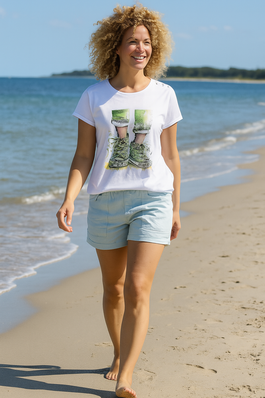 Sofia t-shirt, hvid med grøn