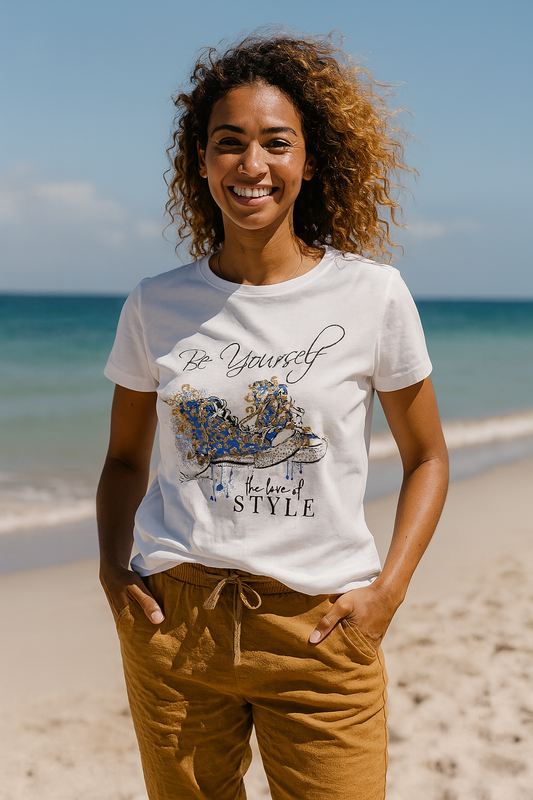 Malou t-shirt, hvid med blå