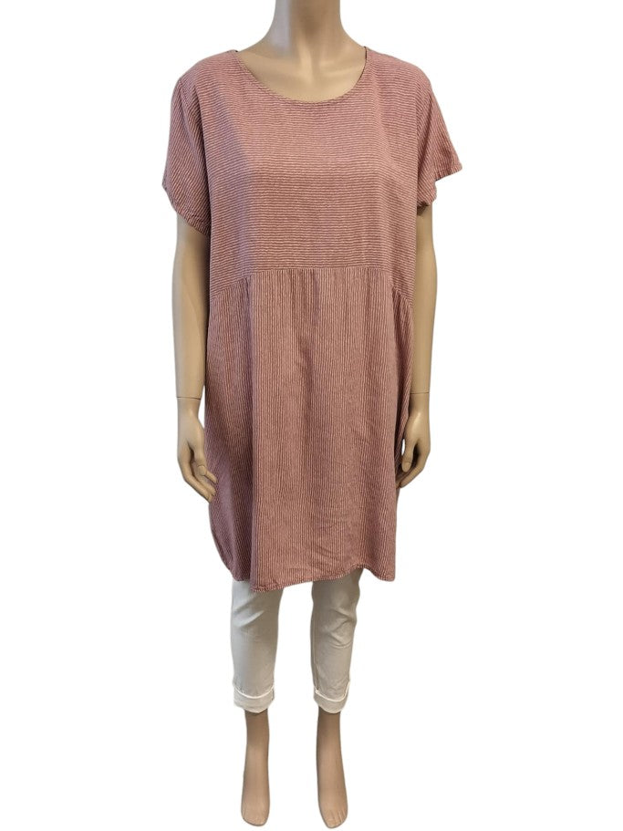 Mai kjole i striber, Rosa - Onesize