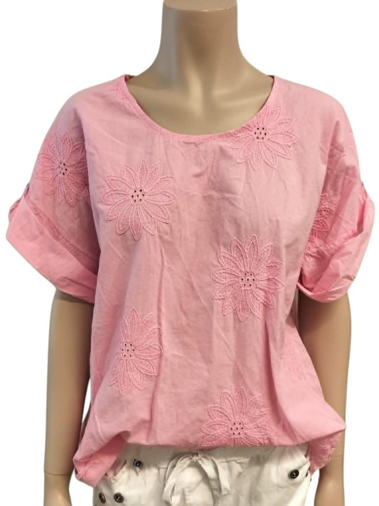 Emma bluse, Lyserød - Onesize