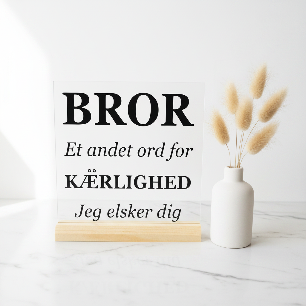 Glasskilt – Bror med original skrift