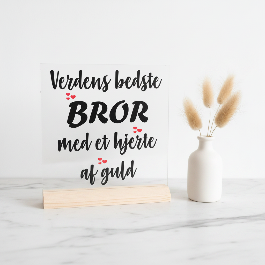 Glasskilt – Verdens bedste BROR med et hjerte af guld