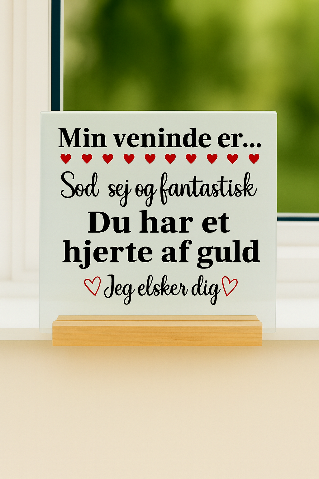 glasskiltet “Min veninde er…” 💖