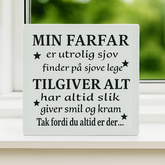 ⭐ Min Farfar – Glassten med kærlig tekst og personlig betydning