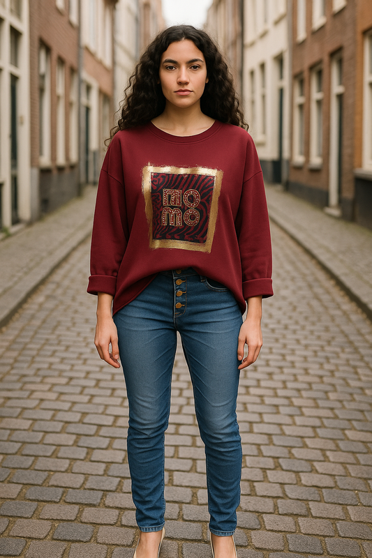Sweat shirt med print, bordeaux