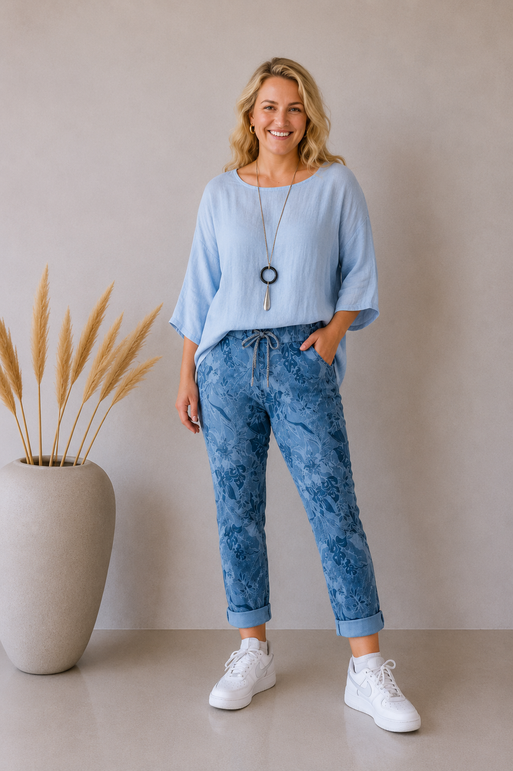 TØJHUSET 70|MAGIC FLOWER PANTS|BLÅ