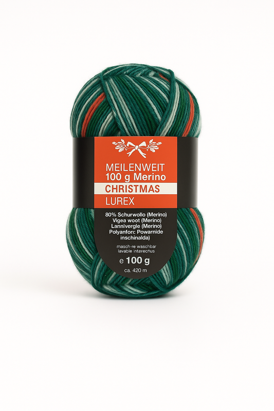 🎄 Lana Grossa Meilenweit Merino Christmas Lurex – Julestrømpegarn med glimmer ✨