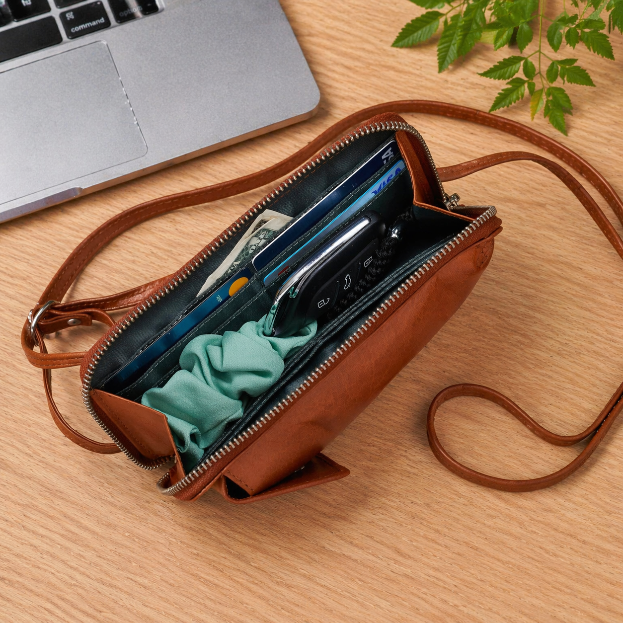 CORIUM|CROSSBODY MOBIL BAGS| COGNAC