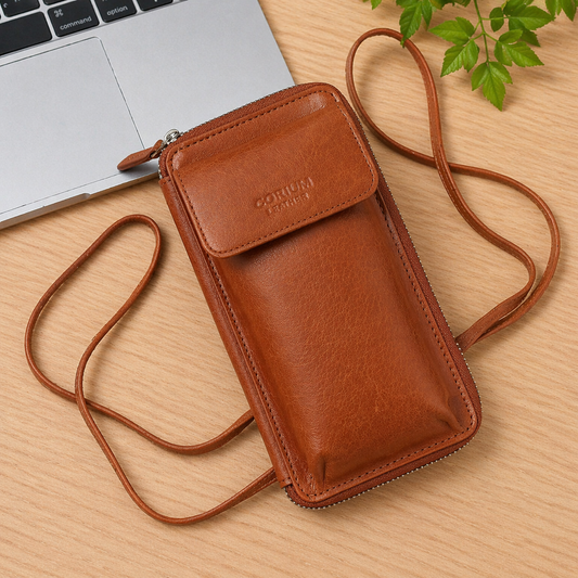 CORIUM|CROSSBODY MOBIL BAGS| COGNAC