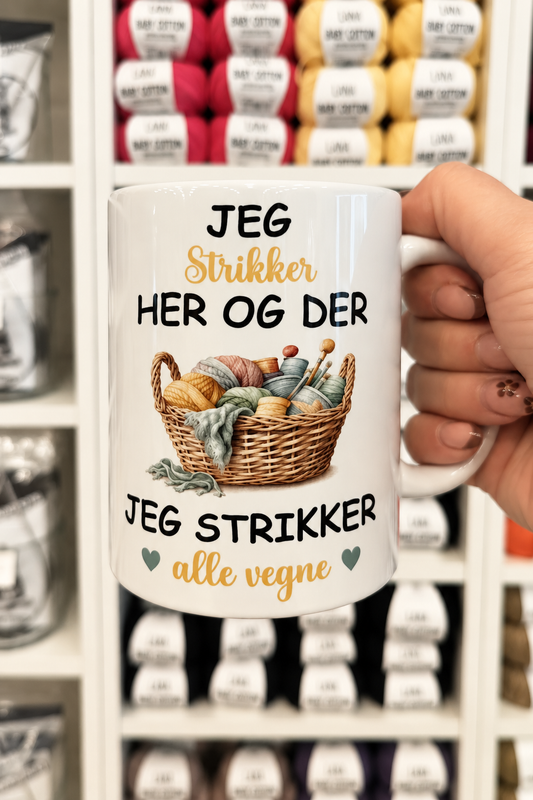 Jeg strikker her og der, jeg strikker allevegne - gul