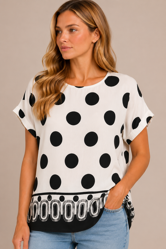 Vicky Prikket Viskose Bluse – Sort